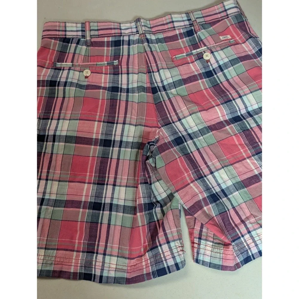 IZOD Shorts Mens 34 Tan Blue Plaid 9
